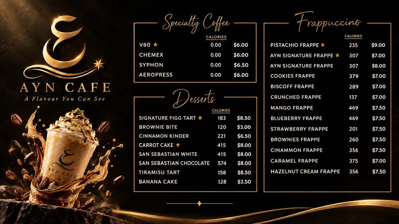 Ayn Cafe drinks menu, page 2
